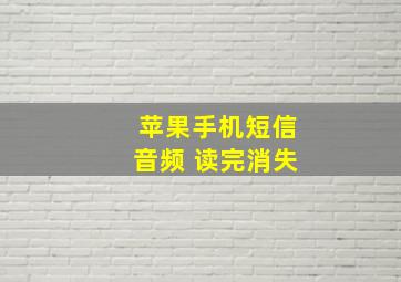 苹果手机短信音频 读完消失